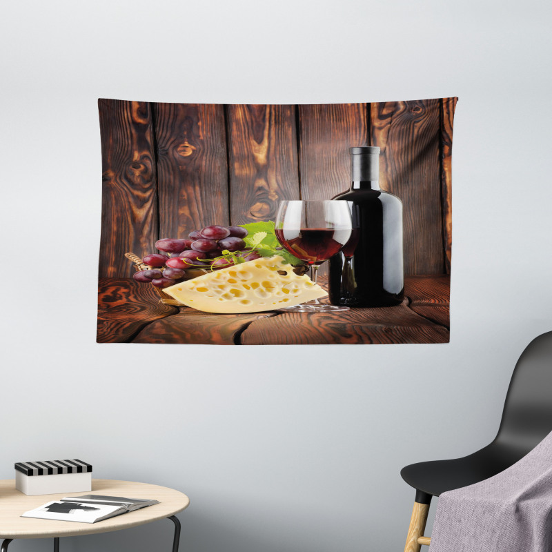 Cabernet Bottle Cheese Wide Tapestry