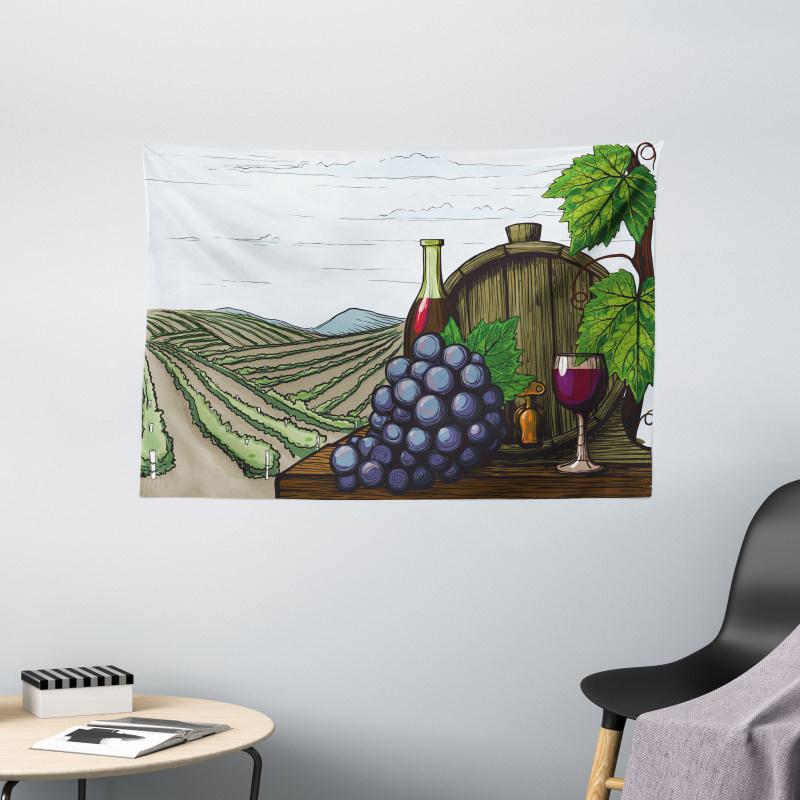 Views of Vineyards Grapes Wide Tapestry