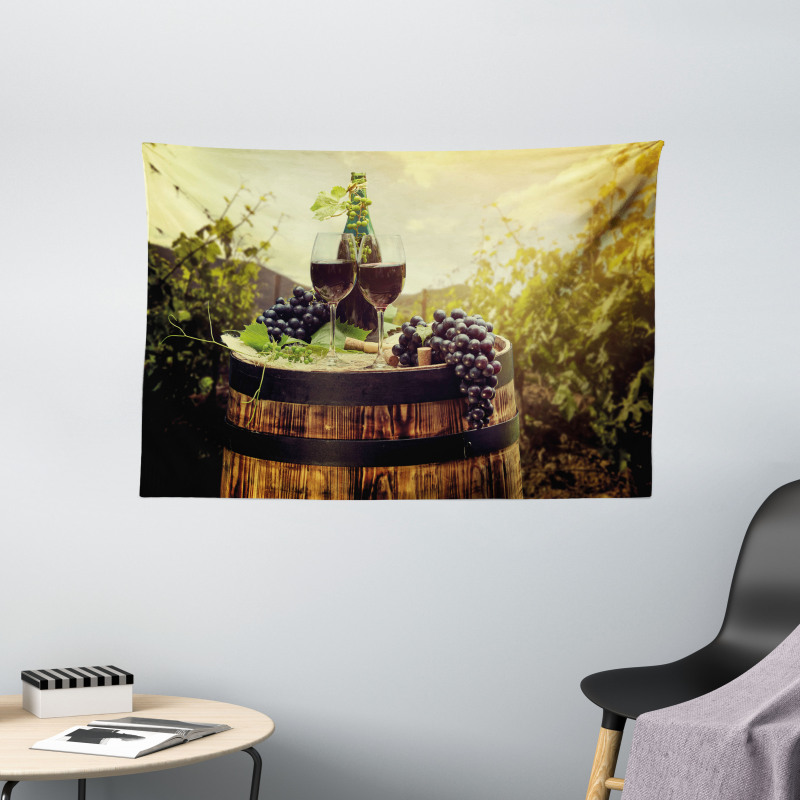 Scenic Tuscany Vineyard Wide Tapestry