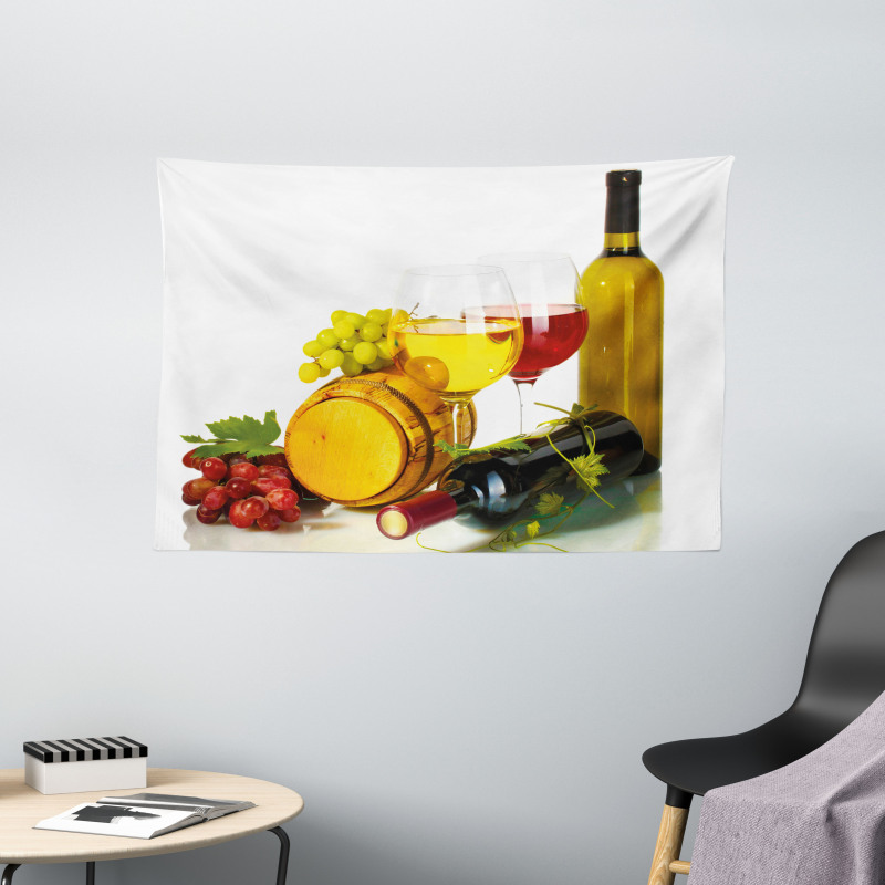 Red White Wine Mini Themed Wide Tapestry