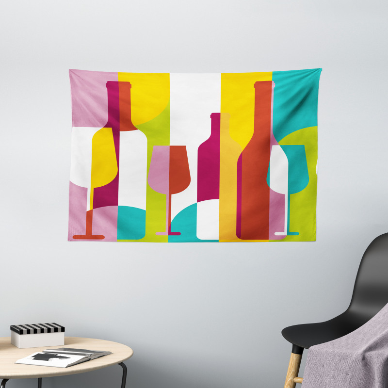 Colorful Abstract Drinks Wide Tapestry