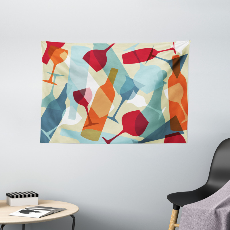 Modern Colorful Art Wide Tapestry