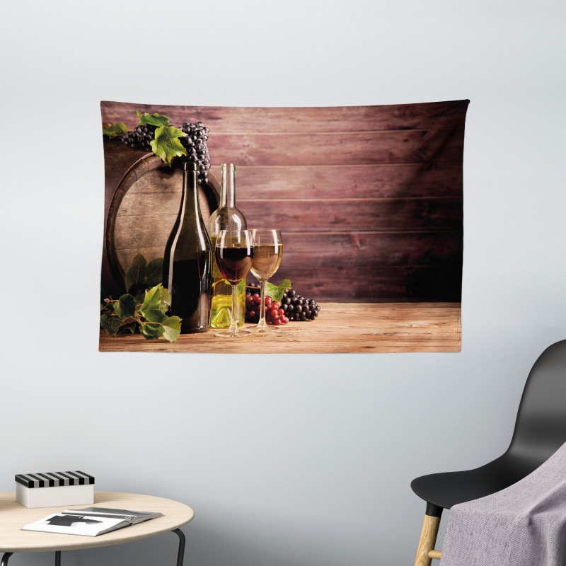 Rustic Viticulture Concept Wide Tapestry