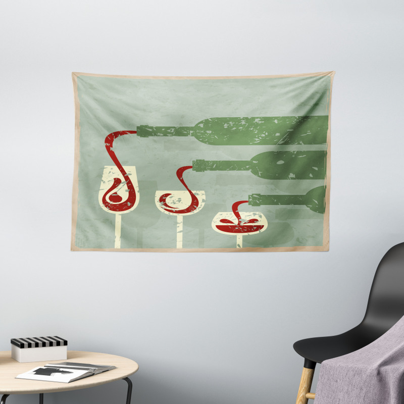 Grunge Retro Wine Pouring Wide Tapestry