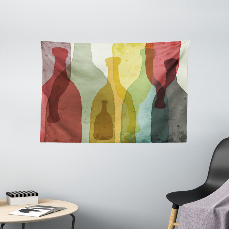 Abstract Colorful Bottles Wide Tapestry