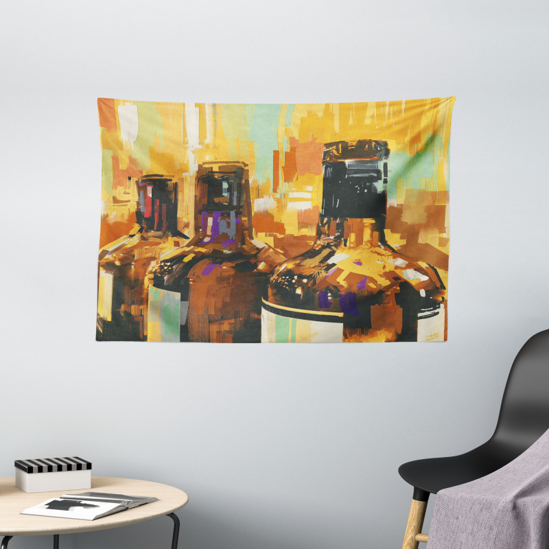 Bottles Brushstrokes Art Wide Tapestry