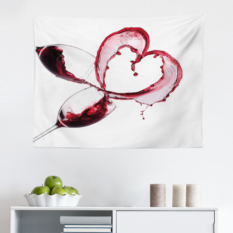 Romantik Mikrofiber Geniş Duvar Halısı Kalpli Şarap