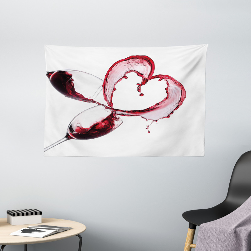 Heart Shape Spilling Wine Wide Tapestry