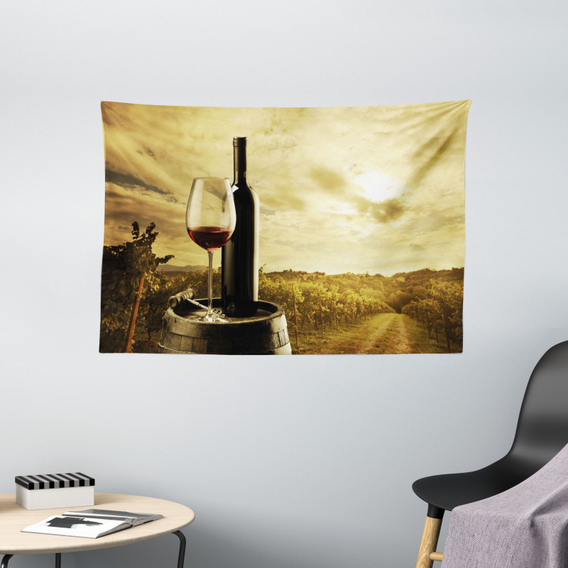 Red Wine Themed Vineyard Wide Tapestry