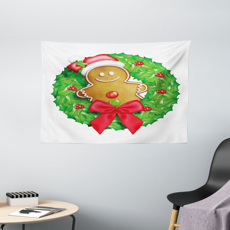 Xmas Wreath Wide Tapestry
