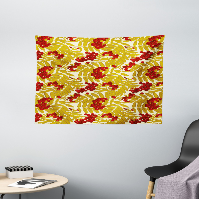 Juicy Ripe Fruits Leafage Wide Tapestry