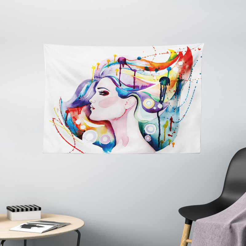 Grunge Young Woman Wide Tapestry