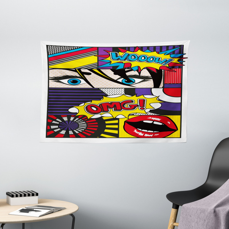 Comic Book Pattern Wide Tapestry
