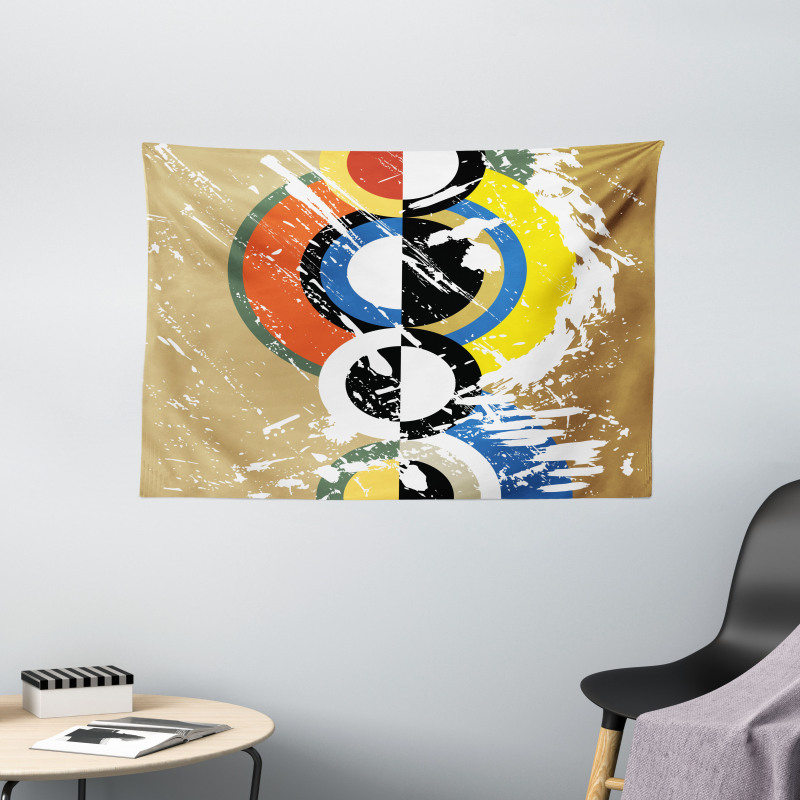 Abstract Geometric Circles Wide Tapestry
