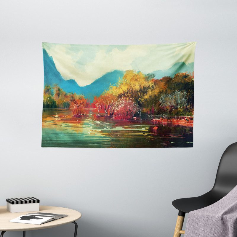 Surreal Autumn Forest Wide Tapestry