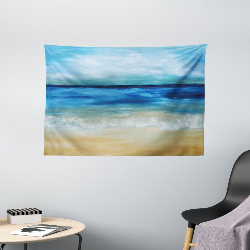 Tropical Sandy Beach Wide Tapestry