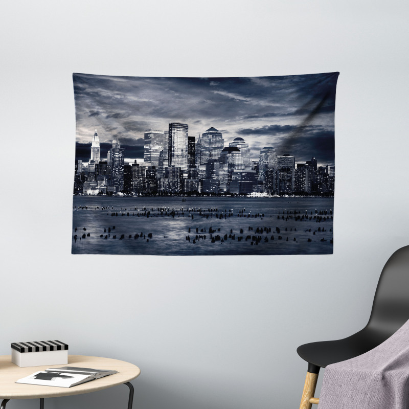 Dramatic View NYC Skyline Wide Tapestry