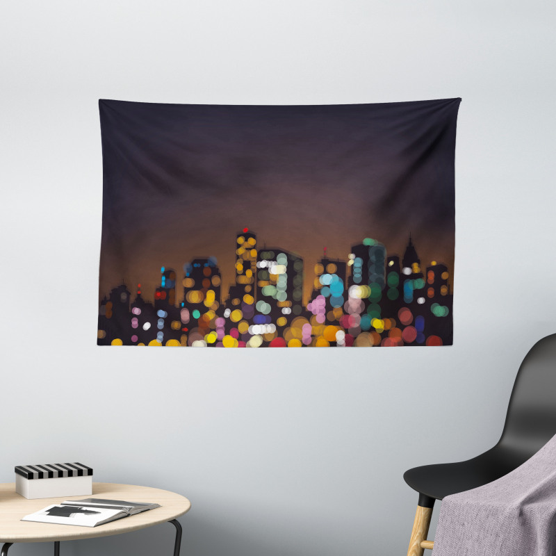 Abstract Cityscape Bokeh Wide Tapestry