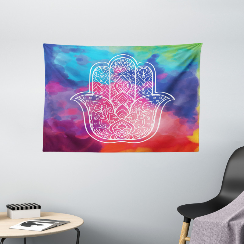 Watercolor Gentle Swirls Wide Tapestry