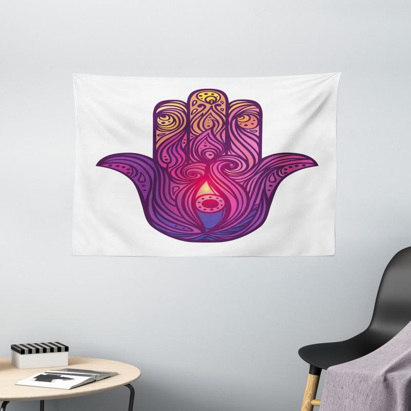 Vivid Floral Aura Energy Wide Tapestry