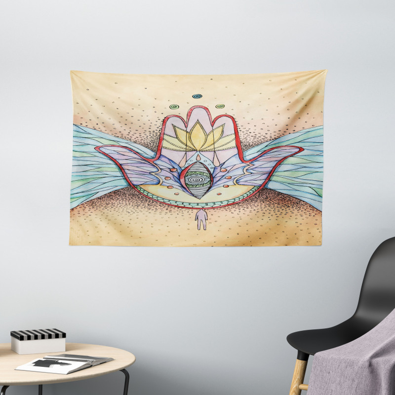 Wings Eye Mystical Wide Tapestry