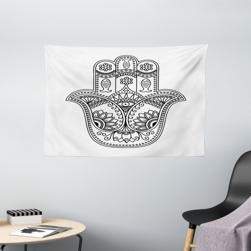 Fish Flowers Evil Eye Wide Tapestry