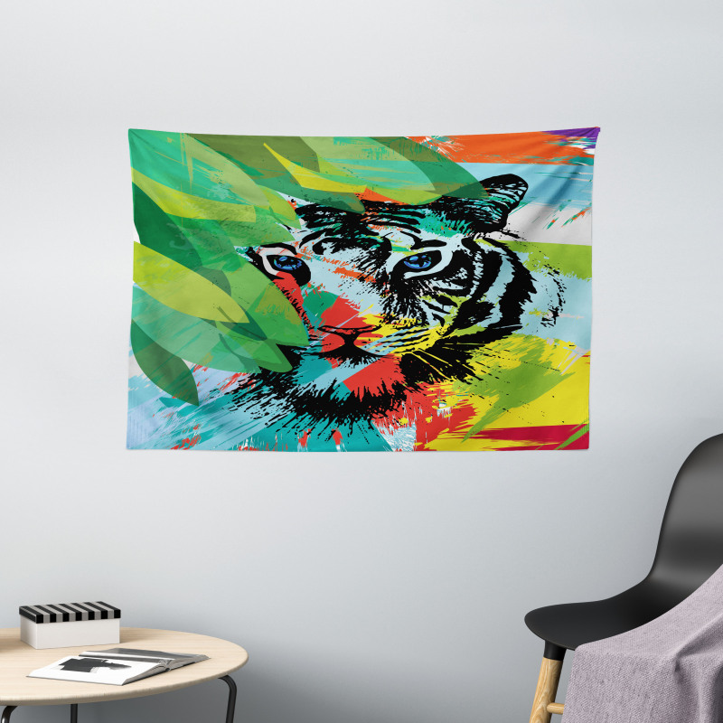Abstract Bengal Tiger Wide Tapestry