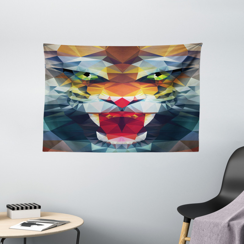 Abstract Portrait Animal Wide Tapestry