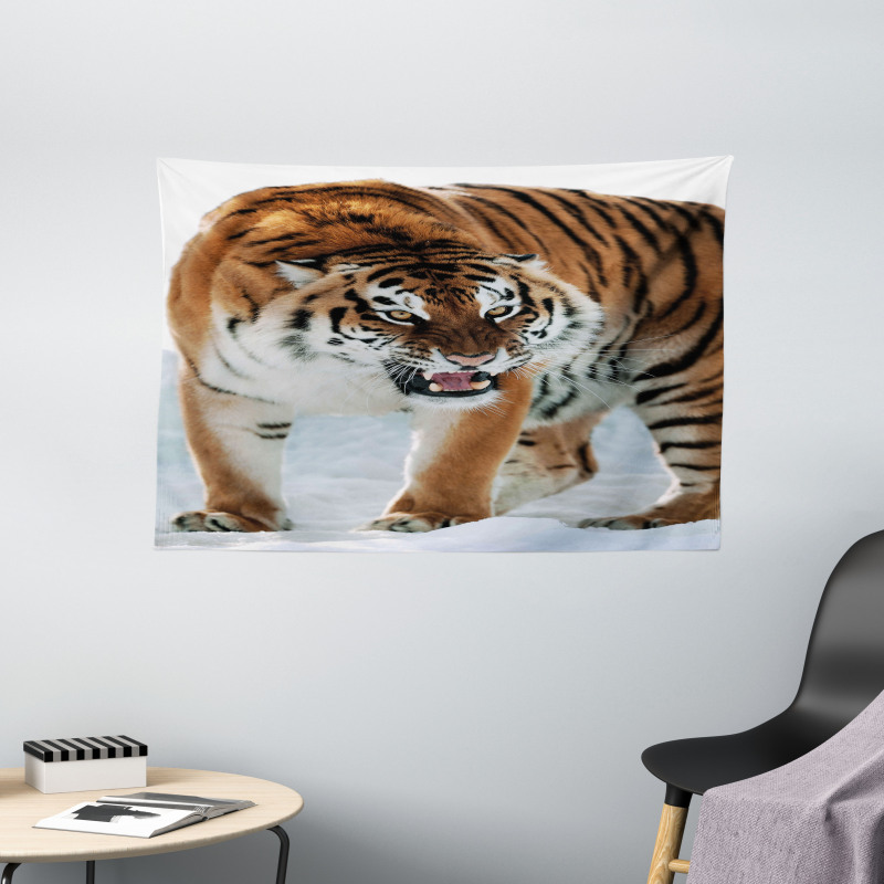 Siberian Predator Feline Wide Tapestry