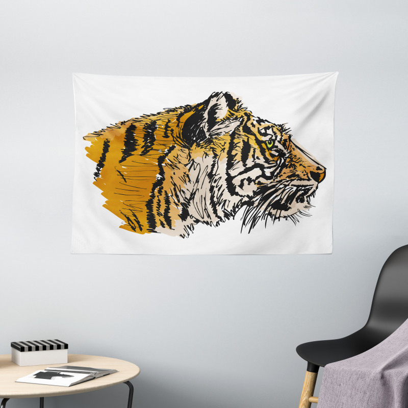 Sketch Bengal Carnivore Wide Tapestry