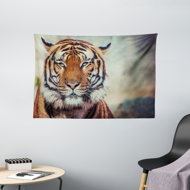 Large Calm Wild Cat Blur Wide Tapestry