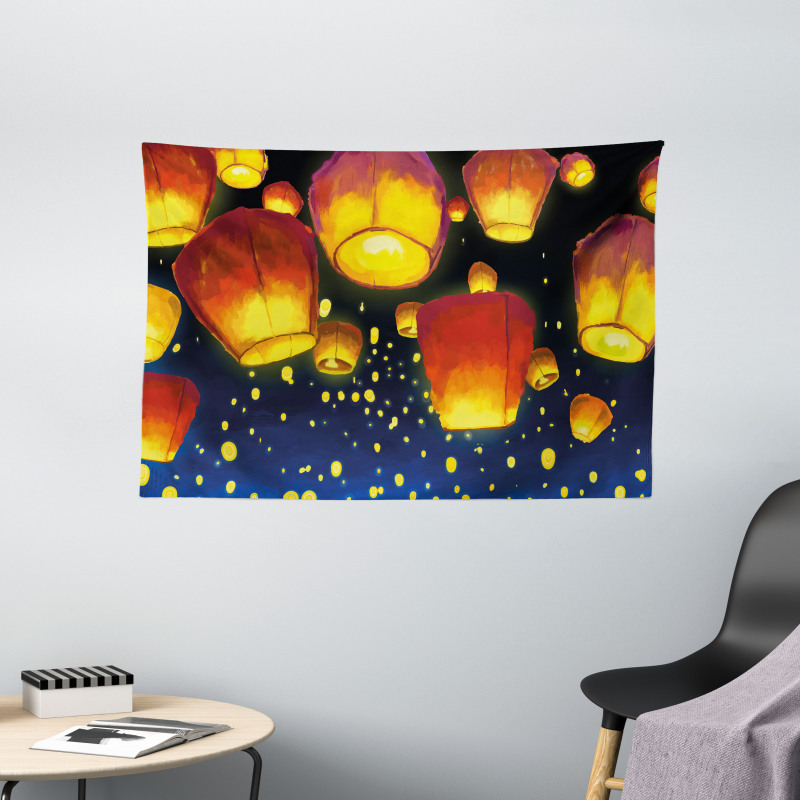 Floating Fanoos Chinese Wide Tapestry