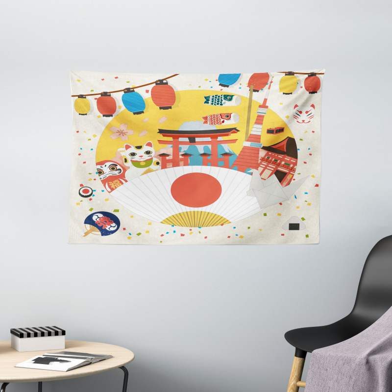 Japanese Kawai Pattern Wide Tapestry