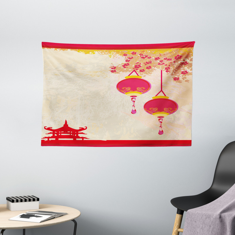 Japanese Old Paper Wide Tapestry