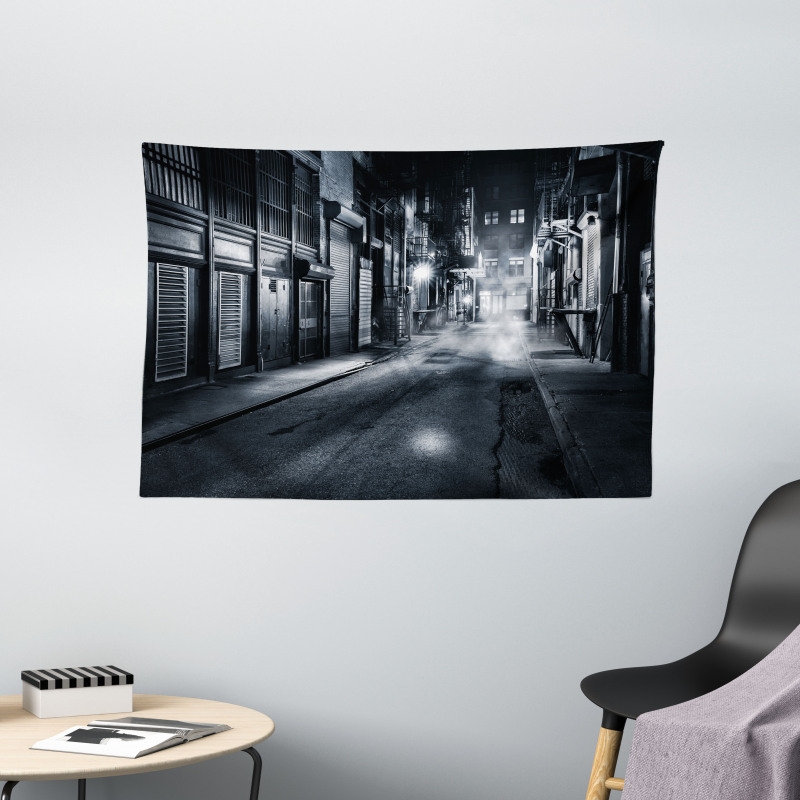 Dark Urban NYC Scenery Wide Tapestry