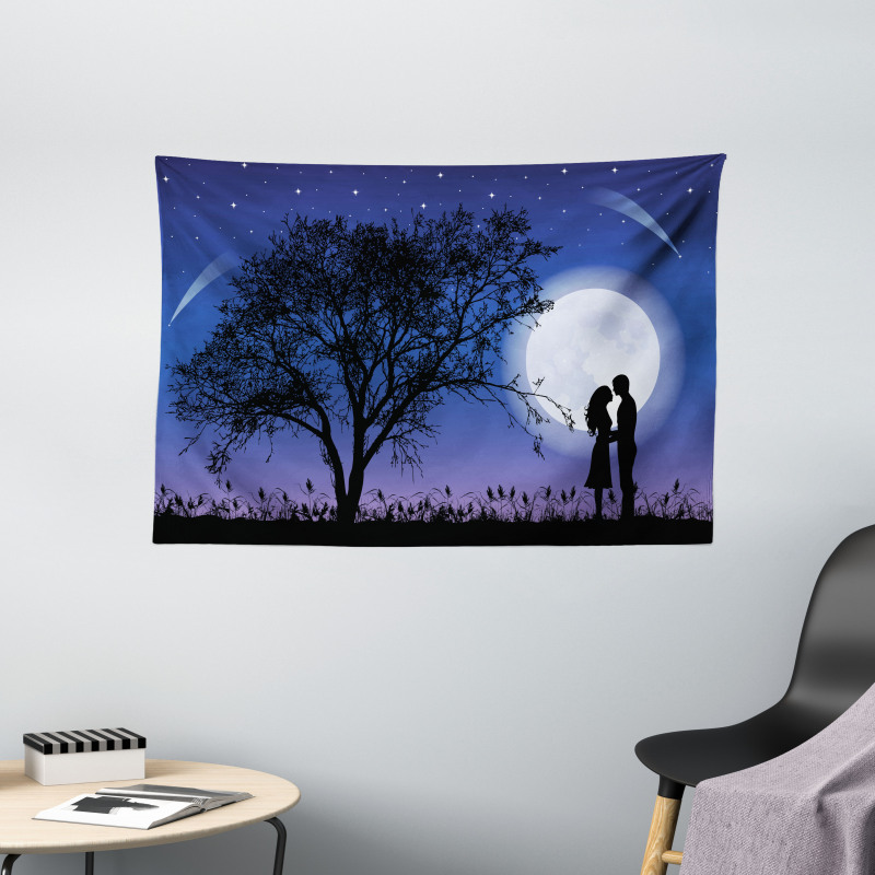 Romantic Man Woman Hug Wide Tapestry