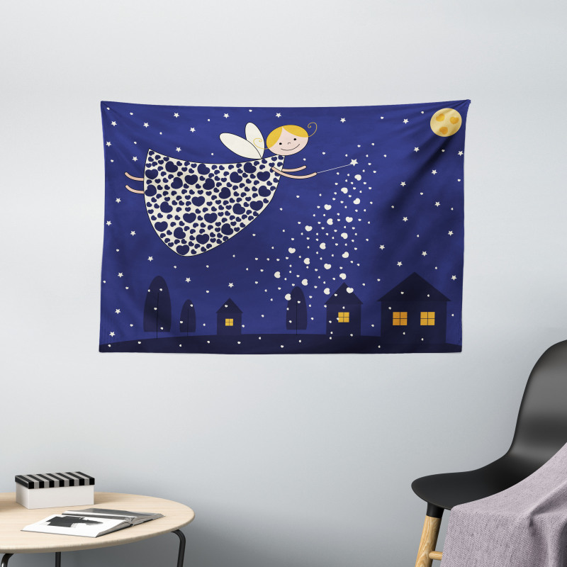 Girls Kids Cartoon Fairy Wide Tapestry