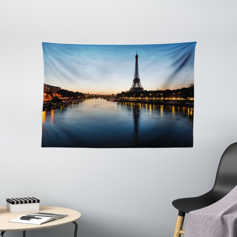 Eiffel Tower at Twilight Wide Tapestry