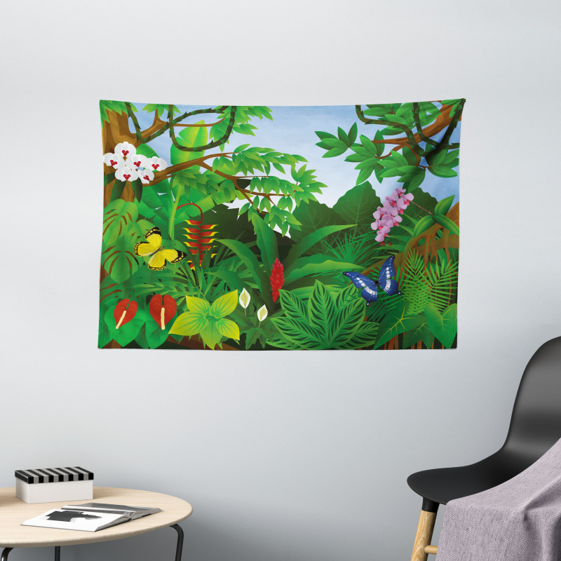 Lively Forest Trees Wide Tapestry