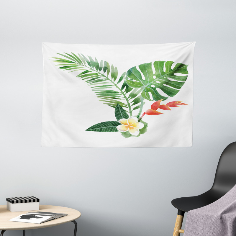 Blooming Tropical Fern Wide Tapestry