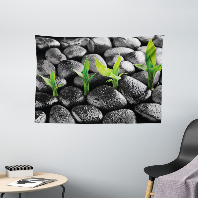 Basalt Stones Bamboo Wide Tapestry