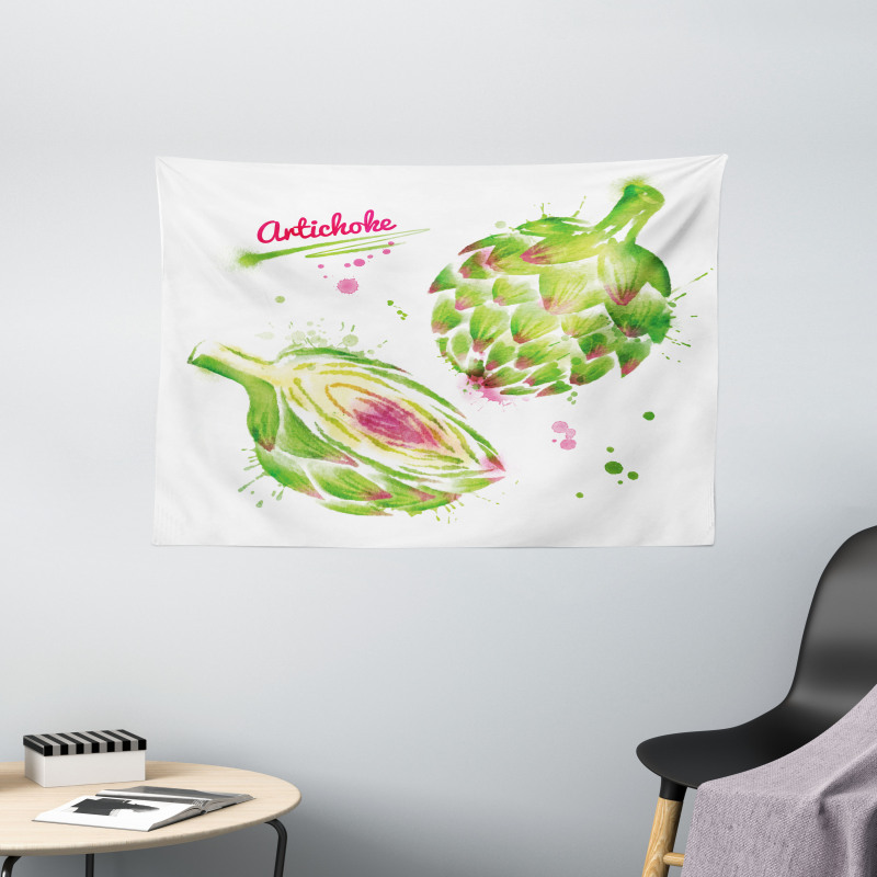 Watercolor Super Food Wide Tapestry