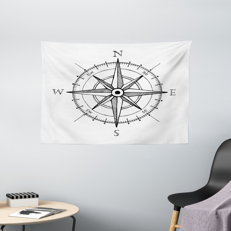 Windrose Directions Wide Tapestry