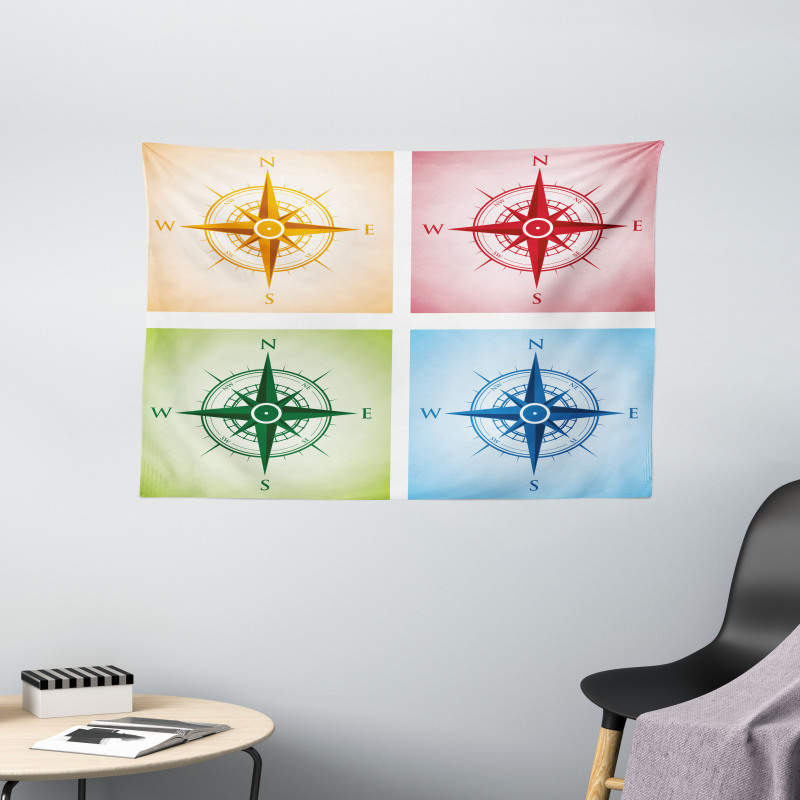 Colorful Windroses Wide Tapestry