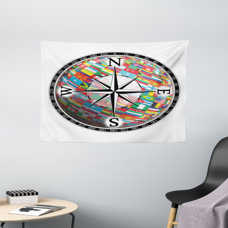 Flags of Globe Unity Wide Tapestry
