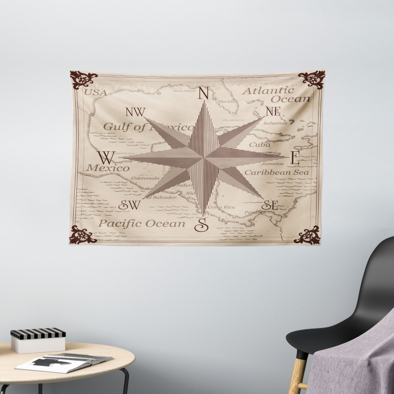 Central America Map Wide Tapestry