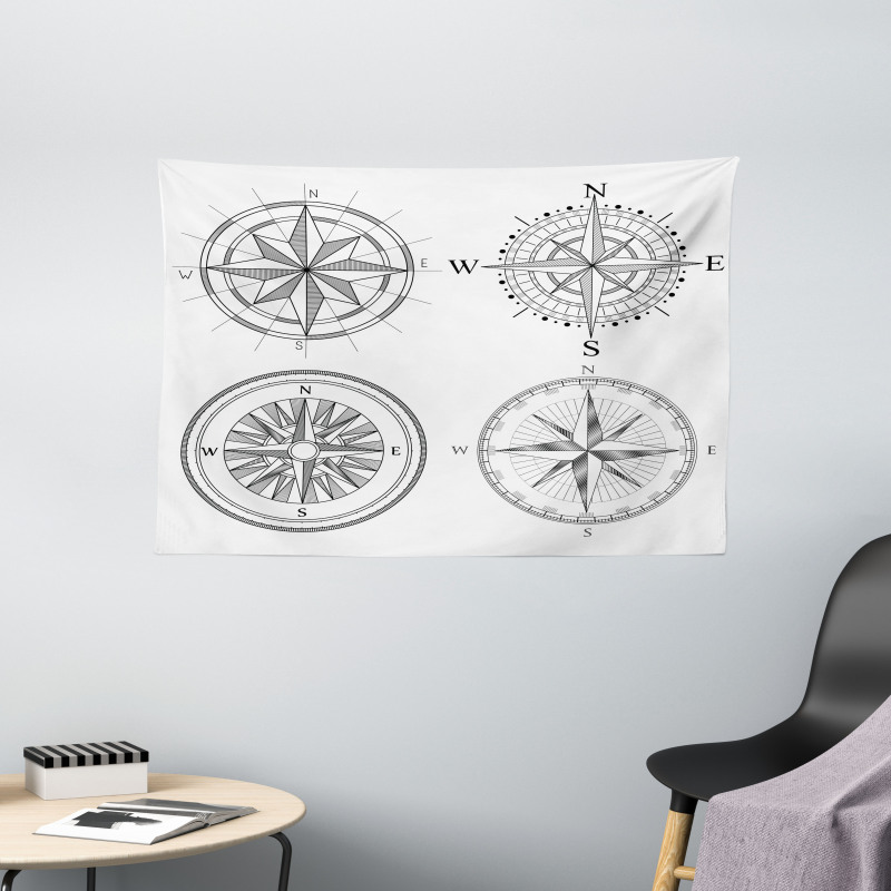 Seafaring Monochrome Wide Tapestry