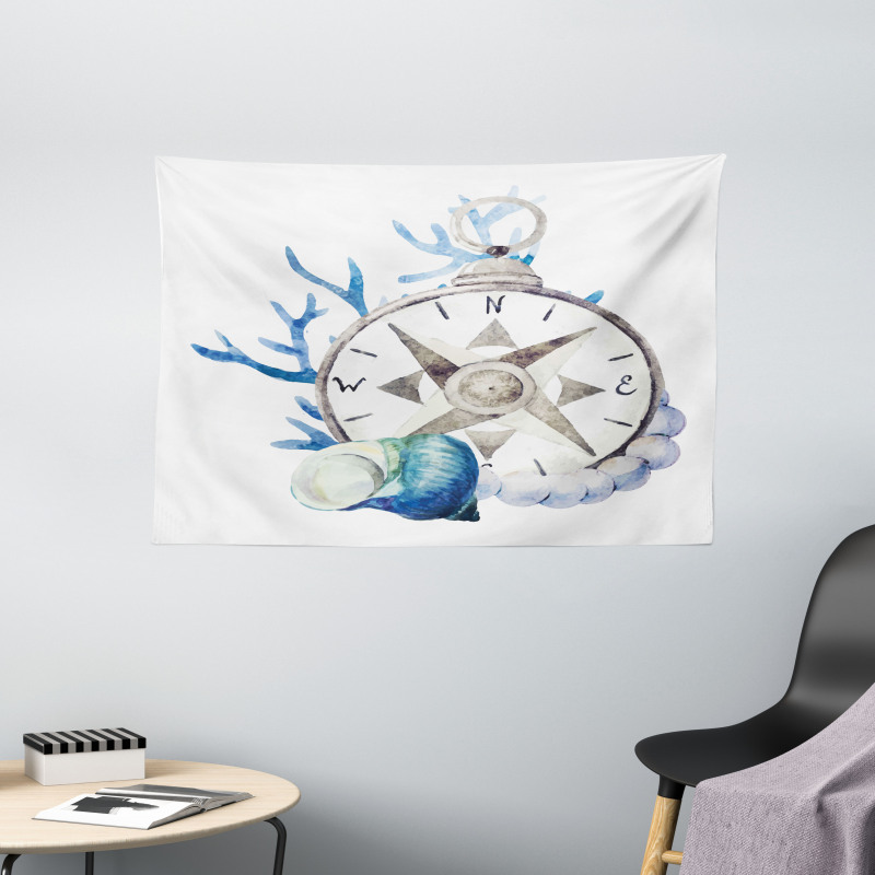 Watercolor Nautical Wide Tapestry