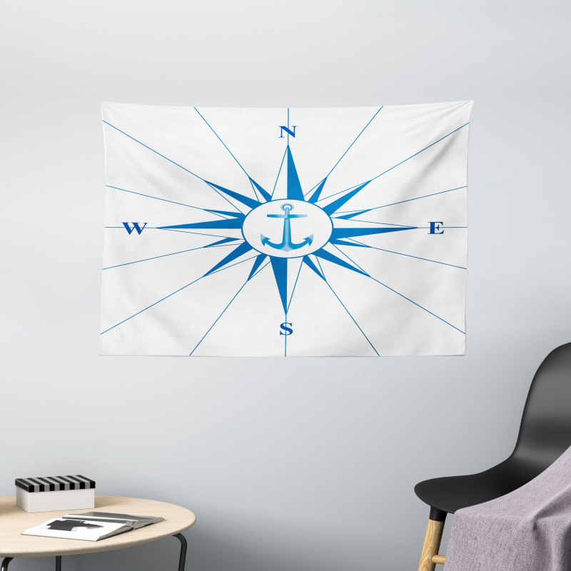 Blue Windrose Anchor Wide Tapestry