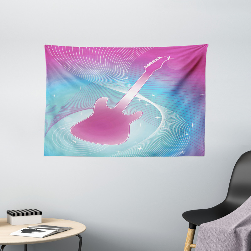 Guitar Music Vibrant Wide Tapestry